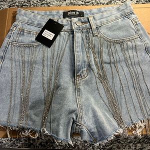 Jean shorts with Rhinestone Fringe